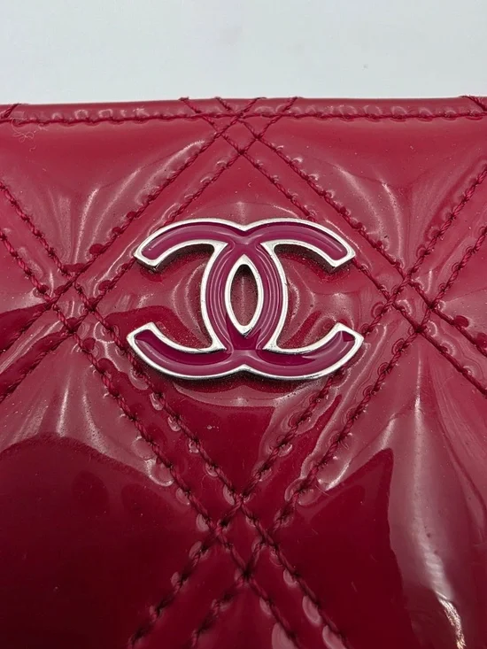 Chanel Matelassé Brilliant Long Patent Leather Wallet Rose Pink - Picture 6 of 11